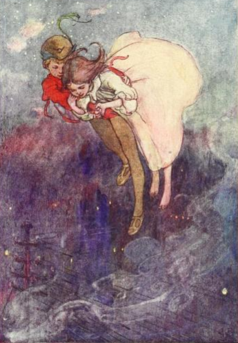 昔の風俗をつぶやくよ ピーターパン 1907年 ロンドンで出版された ピーターパン です 同作はイギリスのジェームス マシュー バリーの戯曲が原作 ここでのウェンディはピーターにガッツリとキスをかますなど積極的 有名な夜空の飛行シーンやフック