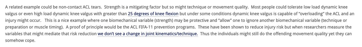 Edwin cited an article from  @GregLehman stating that even though training/prehab reduces risk, biomechanical patterns don't change. The question remains: how much do mechanics matter if the athlete has created dynamic strength around their pattern? http://www.greglehman.ca/blog/2017/9/19/when-biomechanics-matters