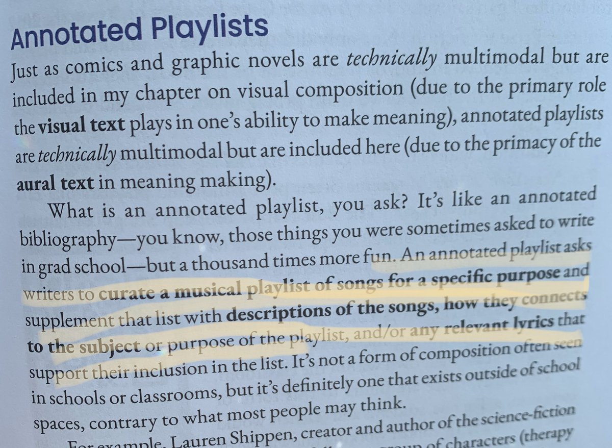sshubitz's tweet image. We should encourage students to create wrtiting that exists in the world beyond the school walls. Here’s a taste of annotated playlists from @ShawnaCoppola’s #WritingRedefined (2020, 47).