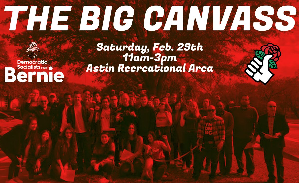 tamuydsa's tweet photo. We're having a BIG canvass for Bernie on Saturday Feb. 29th from 11am-3pm. Clear your schedule. Mark your calendar. Bring all of your friends. It's going to be a very good time. RSVP HERE: https://t.co/ylTbw5Z8er #ydsaforbernie https://t.co/yzD6dnMTOI