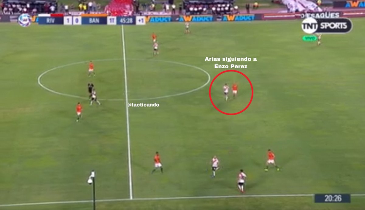 Tacticando's tweet image. El gol de River en 4 fotos.
En la primera, se ve la misión de Arias en este partido además de convertir.

Impecable performance del delantero hasta el minuto 17, donde se despistó de Enzo Pérez, y este, pudo dar el pase a Montiel y terminó en gol de Matias Suárez. (1-0)