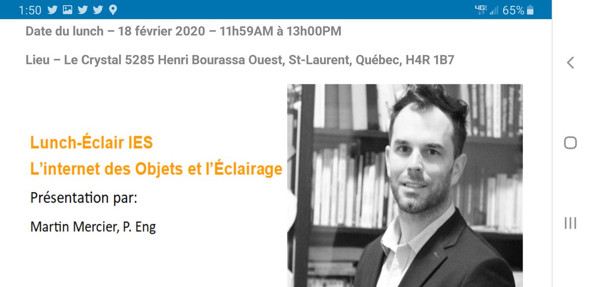 martinmercier's tweet photo. À tous mes contacts de Montréal, on se voit la semaine prochaine? Je serai au lunch-éclair l'IES Montréal pour parler de l'apport de l'industrie de l'éclairage aux projets Smart Cities et Connected Buildings avec notre plateforme #iot. #connectedlighting #smartcities #sensorready https://t.co/IDGxBRj6ym
