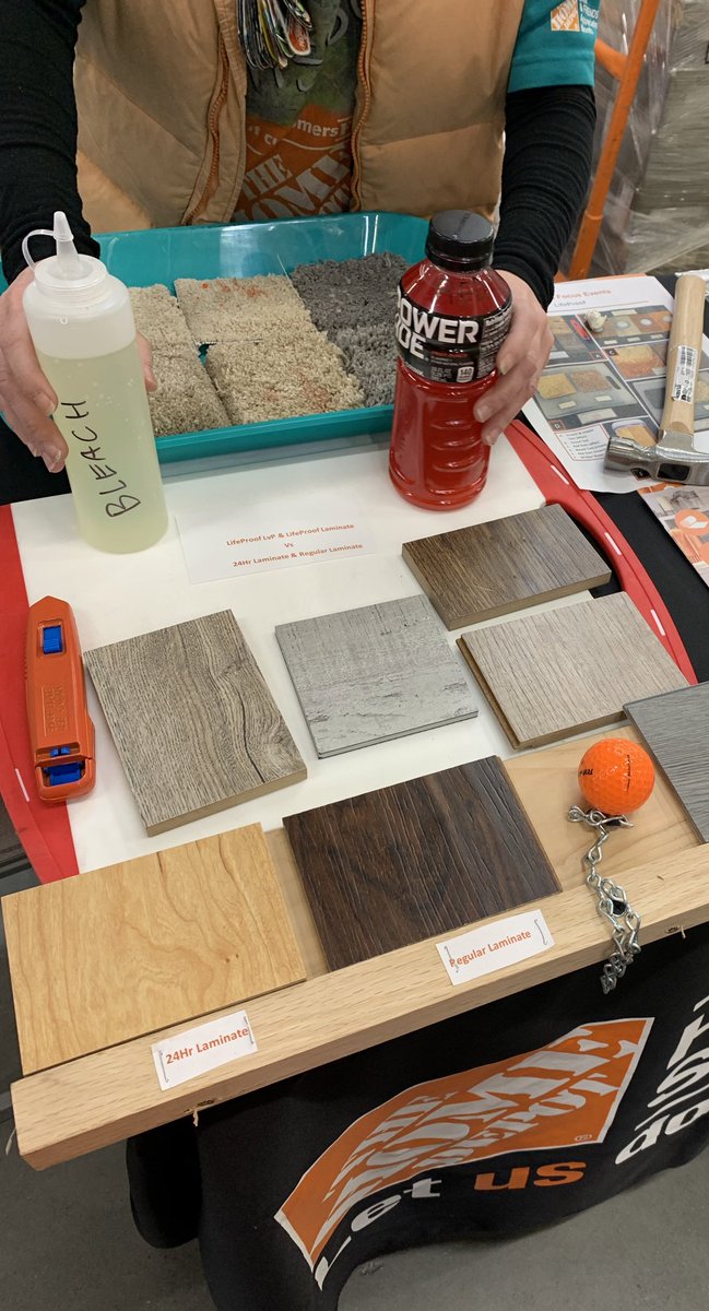 D23 Specialist <a href="/AlissaAlissapj/">Alissa Brownfield</a> working at the weekend service event table showing off the life proof flooring demo which helped the store achieve 5 carpet measures so far this week! #THD4031 <a href="/JeffWoodard4031/">Jeff Woodard</a> <a href="/MindyHD4031/">Mindy</a> @Bselch <a href="/Mark_THD/">Mark Scott</a> <a href="/DepotLuke07/">Luke Pfaendler</a>