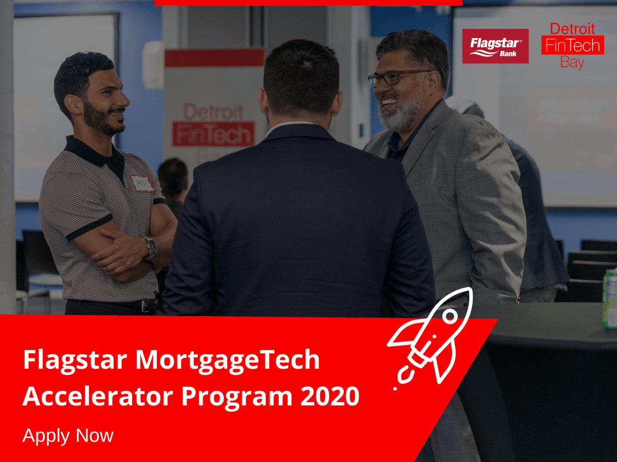 detroitfintech_'s tweet photo. Are you startup in the #MortgageTech field?

#Detroit FinTech Bay and @flagstar Bank invites you to join the #Flagstar #MortgageTech #Accelerator Program.

Apply Now:
https://t.co/GzToeRYcP2

#FinTech #tech #startups 

@FinTechCo 
@siliconfintech_ https://t.co/ZVDVGM9iOF