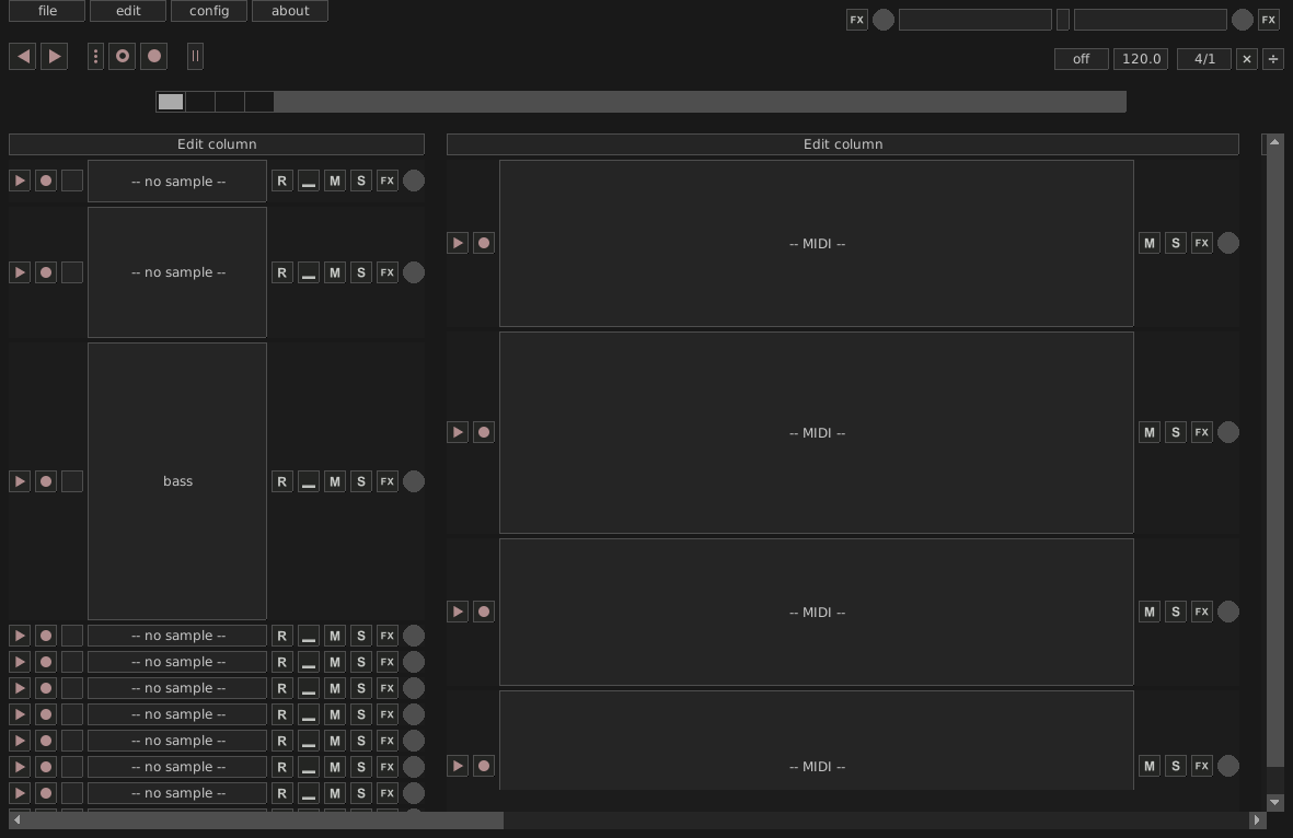 GiadaLooper's tweet image. Testing the new vertically-resizable channels... They look good! #giadaloopmachine #giada #ui #ux #graphicdesign #interface #linux #windows #macosx #opensource #programming #graphicproduction #musicmakers #music #musicproduction #beatmaking