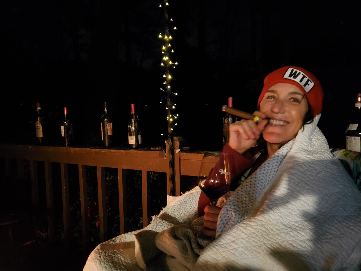 Cigars and wine on our back deck with a fire in the pit makes for a fine evening.