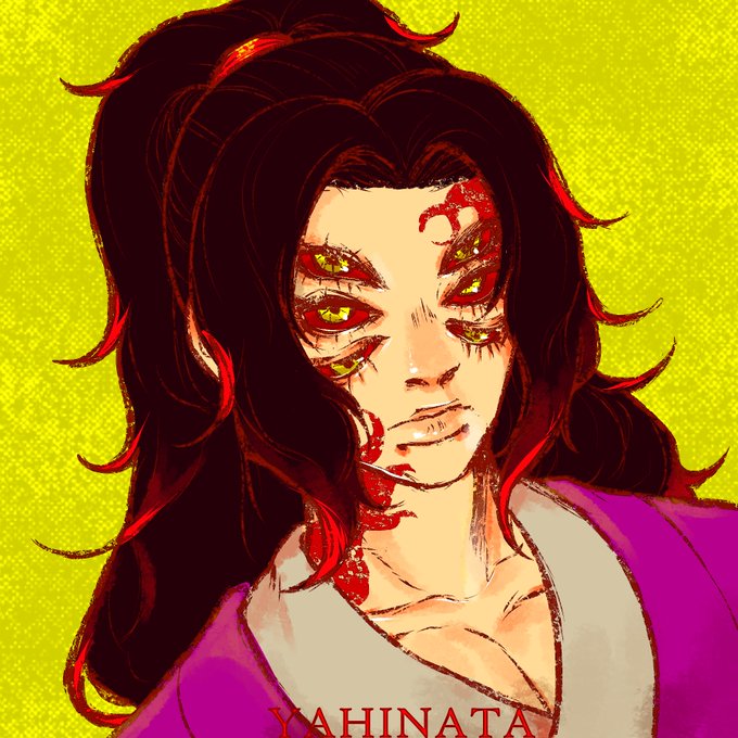 🪼яхината🐌COMMISSIONOPENさんがTwitterに投稿した黒死牟(鬼滅の刃)のイラスト。