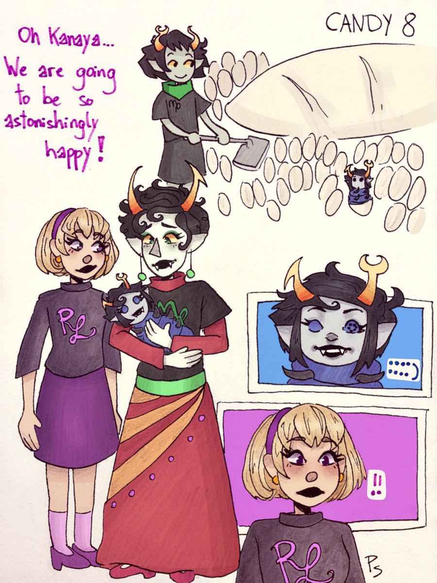 paula_Zotter's tweet photo. The Homestuck Epilogues: Candy 5-8 #homestuck #homestuckepilogue #homestuckepilogues #candyroute #jadeharley #karkatvantas #davestrider #janecrocker #jakeenglish #roxylalonde #johnegbert #calliope #roselalonde #kanayamaryam #vrissy #swifereggmop #myart https://t.co/b9coZzk4jl