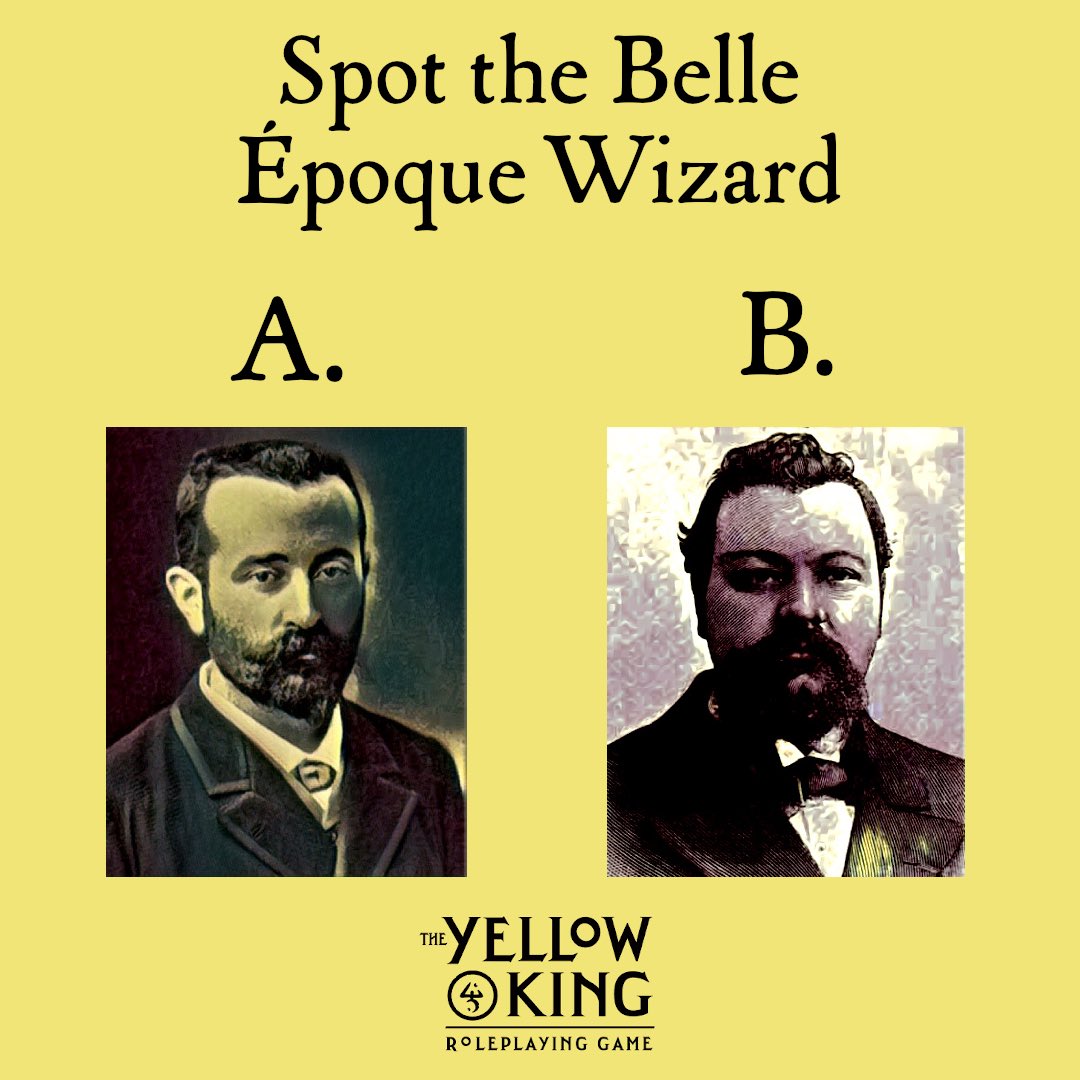 RobinDLaws's tweet photo. Thanks to a fashion for luxuriant facial hair, plenty of Belle Époque Parisians look like wizards. Yet only some of them are. See if you can spot the occultist featured in the @YellowKingRPG. https://t.co/yz6B9okjSe