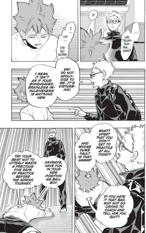 The Ballboy arc started with Hinata's rush decision to crash the 1st year training camp. He didn't consult with anyone, jumped in at the deep end all by himself, and had to deal with the consequences.