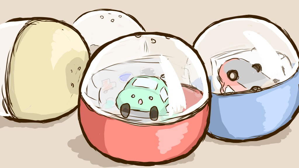 Ama 絵を描くくるま ガチャの日 カプセルトイ イラスト １日１絵 外の世界だ