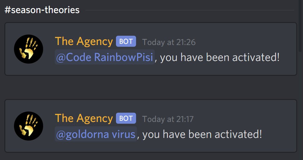 Fortnite News On Twitter A Bot Called The Agency Has Turned Up In Fortnite S Discord Server And Is Occassionally Granting People A Role Called Https T Co T2ihnp2jgh