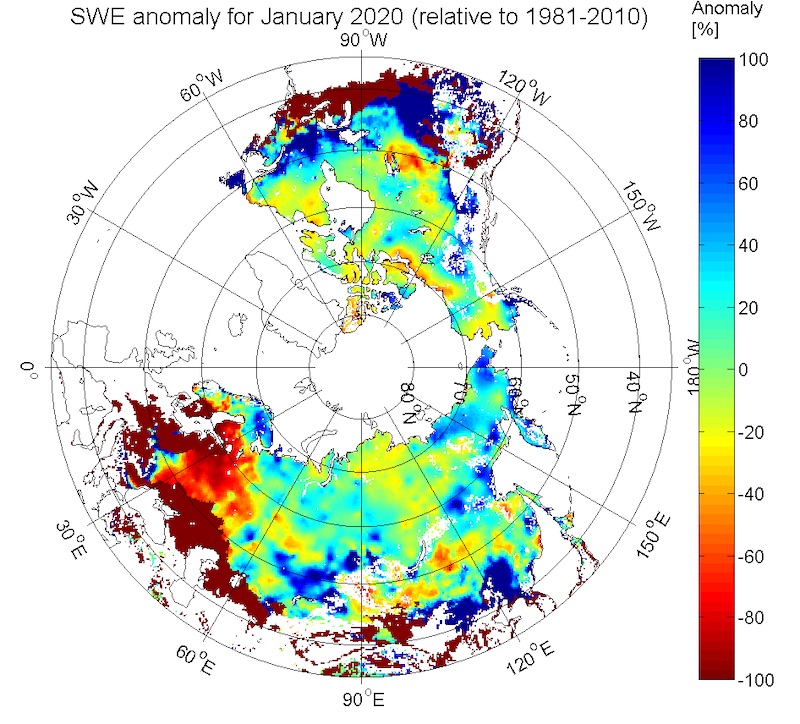 A marked lack of winter snow cover over Europe and above-average winter snow accumulations in North America. bit.ly/2SzIeWV.