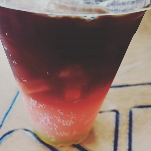 Spring Fever drink at @anodynecoffee. Layered with pistachio syrup, prickly pear &amp; blood orange San Pellegrino &amp; espresso. Don't let me drink this whole thing..it'll kill me. Sooooo good, tho. ift.tt/2HvYn9n