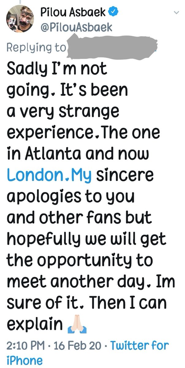 Tha_Mist's tweet photo. ⚠️#FANFESTLONDON⚠️

@PilouAsbaek has CONFIRMED, again, that he will NOT be attending #FFLONDON. 

Please RT to get the word out, considering the CON is less than a week away!

#fanfest #london #fanfestevents #GOT #GameOfThrones #walkerstalkercon #wsc https://t.co/fCQzK6l7f2