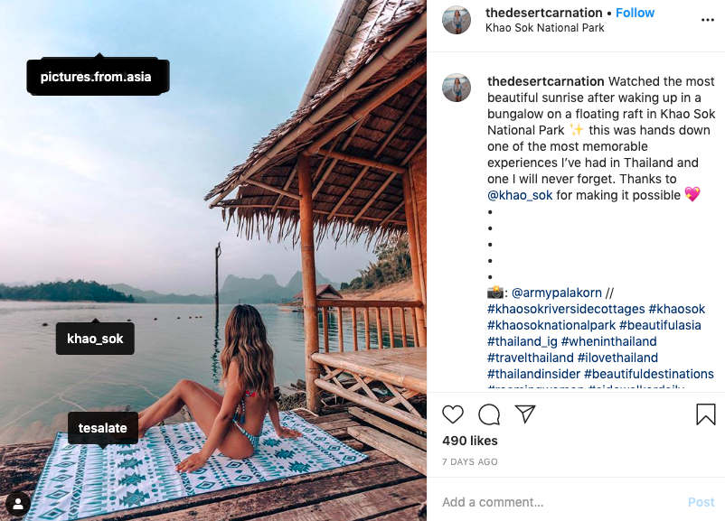 UDontDisclose's tweet photo. .thedesertcarnation DID NOT disclose #ad #sponsored post for #khaosok #khaosoktrip. As per @AdStandardsCan @CompBureau guidelines, thank you is not disclosure. #instafraud  https://t.co/aiYlclIQPf https://t.co/9C9l1jLQ75
