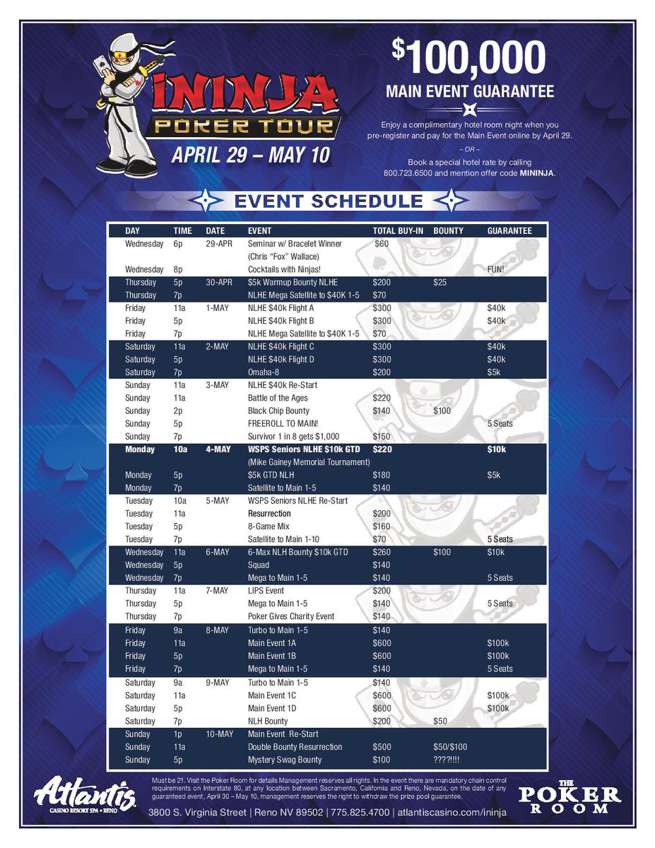 iNinjaPoker's tweet image. Did you notice you get a free hotel room if you register in advance? 
#RenoIsValueTown