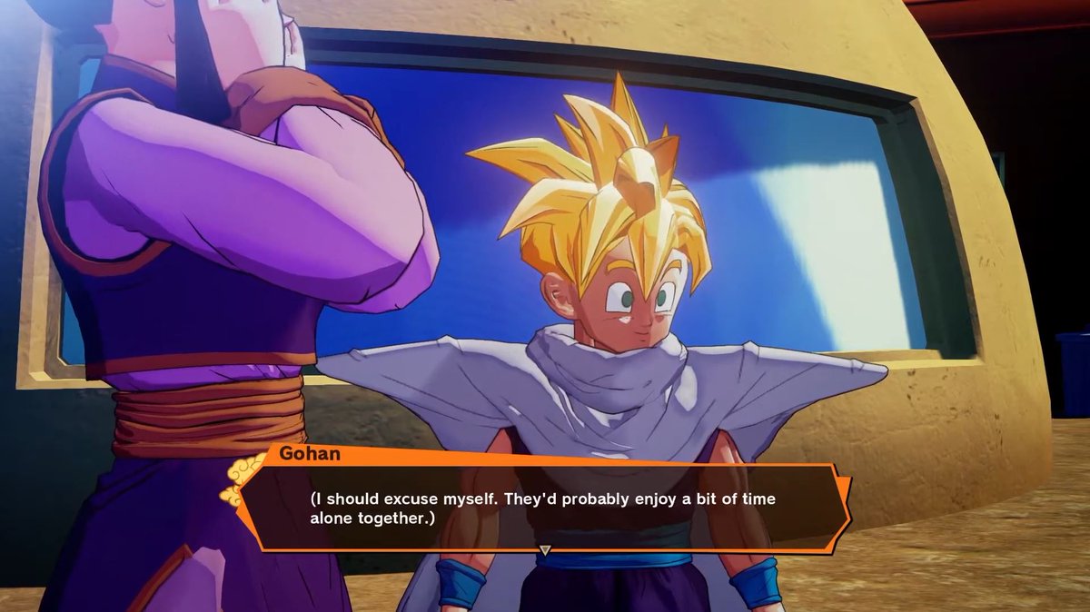 PlagueOfGripes's tweet photo. Kakarot adds a scene:

ChiChi plans a picnic, recalls Goku fondling her on the flying nimbus (this happened), gets heated. Her son notices, wingmans out. This is meant to imply when Chi Chi conceived Goten, before the Cell Games. In her dad's car.

Final Flash scene was cut tho. https://t.co/sOf4bNStAf