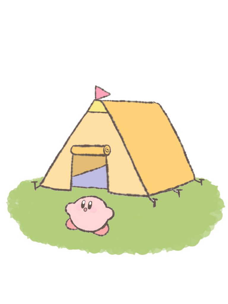 カービィ「きれいな空気を吸いに行きたい⛺️
#1日1低画質カービィ 」|にめのイラスト