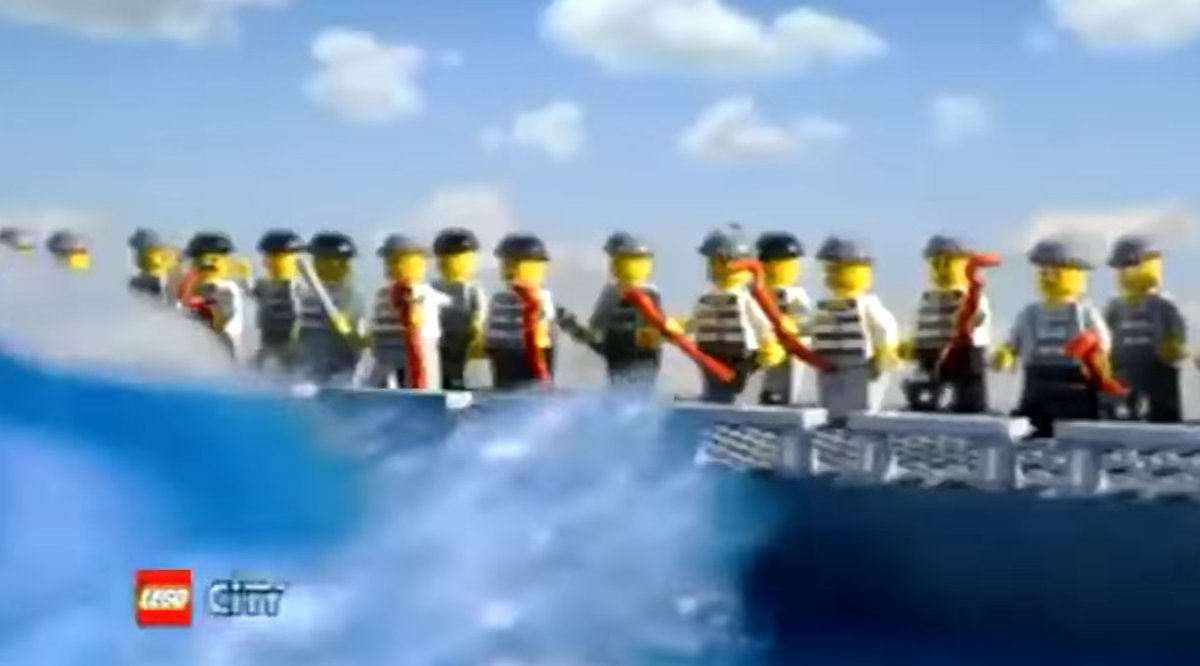 also, it seems that lego city police has a history of excessive force, as in their police boat commercial they use a giant wave created by their boat to throw a group of prisoners into the harbor