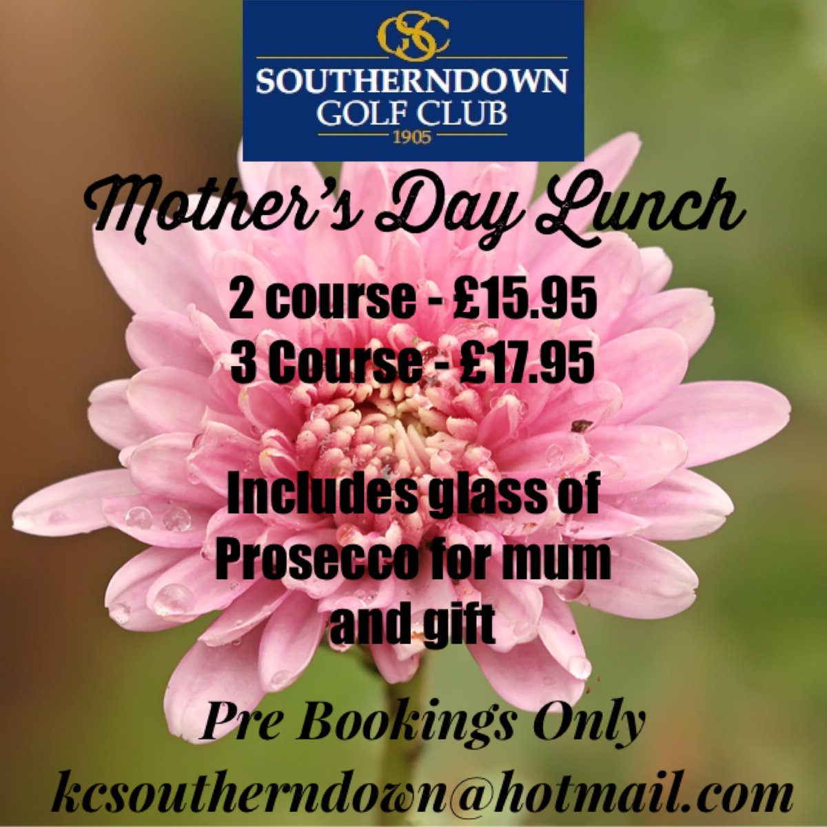 Bookings filling fast for #mothersdaylunch <a href="/Southerndowngc/">SoutherndownGolfClub</a> book on 01656861114, kcsoutherndown@hotmail.com or DM us your email. #upthedown #22march