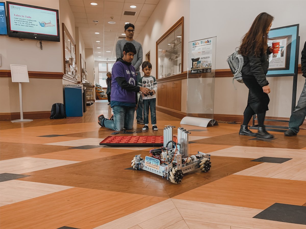 Stopped by the Fairfax library today to meet with CapitalBots #14575. We also were able to meet people at the library and offer them to drive our robot and taught them a little about robotics. Hopefully we were able to ignite a passion for STEM in these kids!