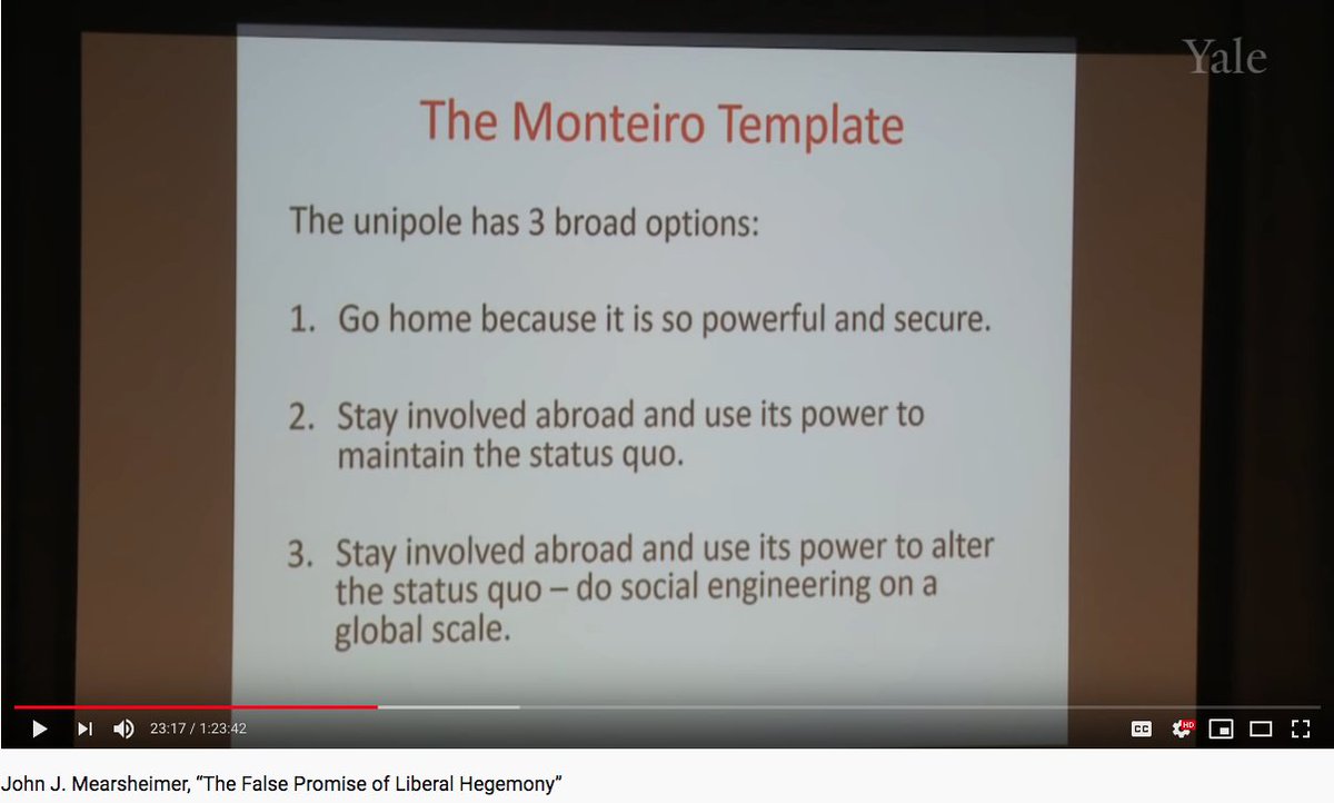 ~23:15 "Or #3. You can stay involved abroad and use that power to do social engineering. On a grand scale. That, #3, is what Uncle Sam did. ... and as I pointed out to you last time, social engineering is at the heart of modern liberalism"