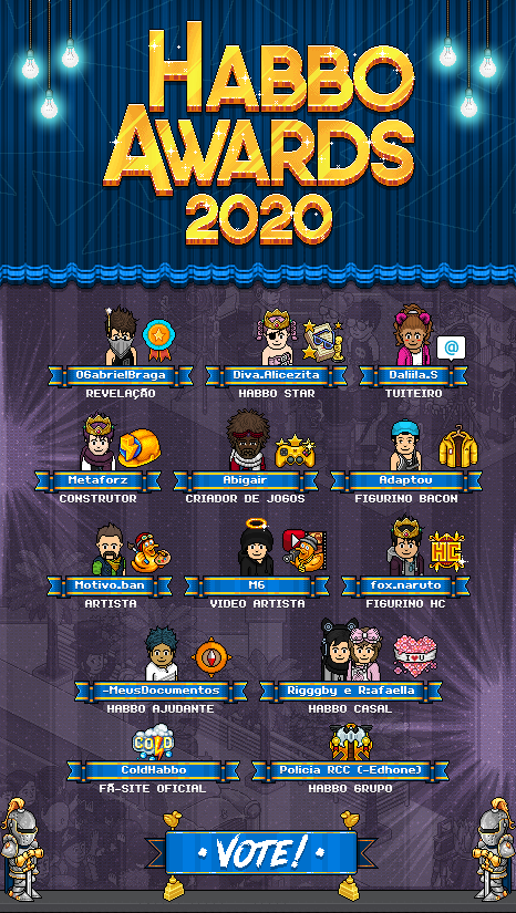 ColdHabboFS's tweet photo. É com imenso prazer que anunciamos a nossa chapa para concorrer ao Habbo Awards. Esses são os usuários que iremos apoiar durante a campanha do awards. Contamos com o voto de vocês! <3 https://t.co/GW326tUyhb