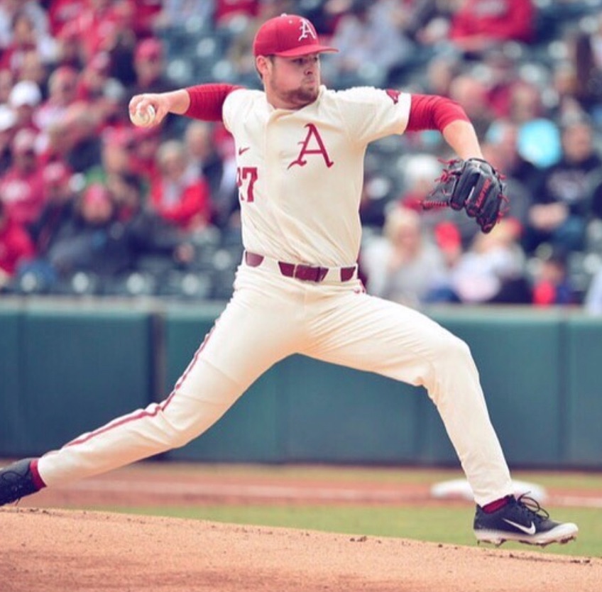 Dylan_Adams7's tweet photo. Hard to put into words how proud I am of this young man. He’s living his dream and keeping God first in the middle of it all! First collegiate start on opening weekend! #BA27 #omahogs https://t.co/EQG71jIugC