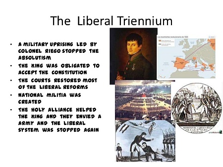 After Napoleon's defeat Ferdinand VII welcomed the Jesuits back into Spain & banned Masonry. Masons in an army about to be sent to fight the rebels in America lead by Rafael del Riego mutinied & made Ferdinand their prisoner & established Masonic rule over Spain Trienio Liberal