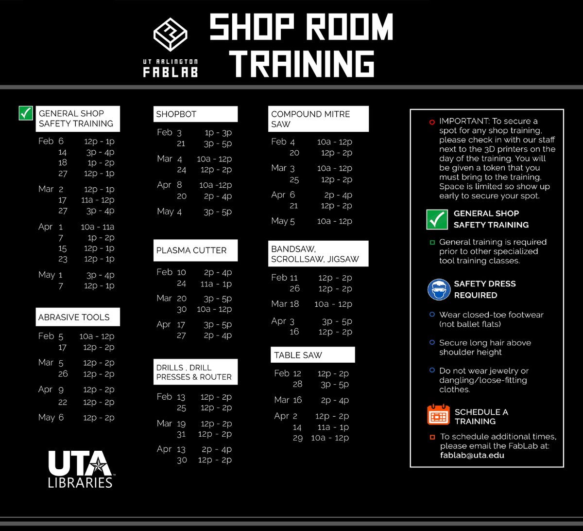Check out our shop room trainings for this spring!