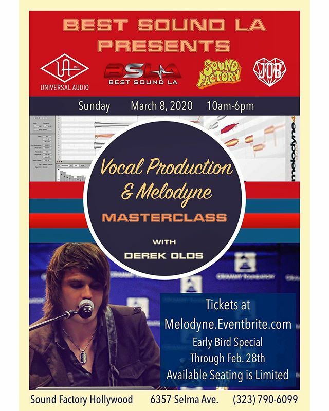 derekoldsmusic's tweet photo. Hey guys 🔛  As many of you know, I've been putting together a series of Pro Audio masterclasses 🔸The first one will be March 8th at the legendary Sound Factory in Hollywood, CA!  It will be an 8 hour “ALL THE WAY IN’’ dive into the wonders of Vocal P… https://t.co/Sd6rAelBaH https://t.co/cXI1Yzg25U