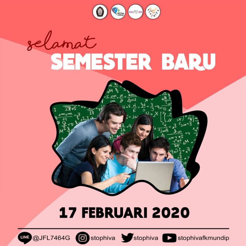 stopHIVa's tweet photo. [ SEMESTER BARU SEMANGAT BARU ]
.
Hai Stopper! Tidak terasa ya, liburan telah usai. Sudah saatnya kita masuk ke semester baru nih. Tetap semangat! Semoga menjadi lebih baik dari sebelumnya ya!
Selamat menempuh semester baru, fighting! 

#StopHIVa2019
#MoveForHealth
#SemesterBaru https://t.co/CEaJ86nPYA