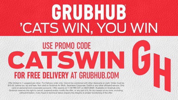 Chase away the Sunday scaries with a late night snack. 

Enjoy a free <a href="/Grubhub/">Grubhub</a> delivery after our win with the promo code:  CATSWIN

#B1GCats