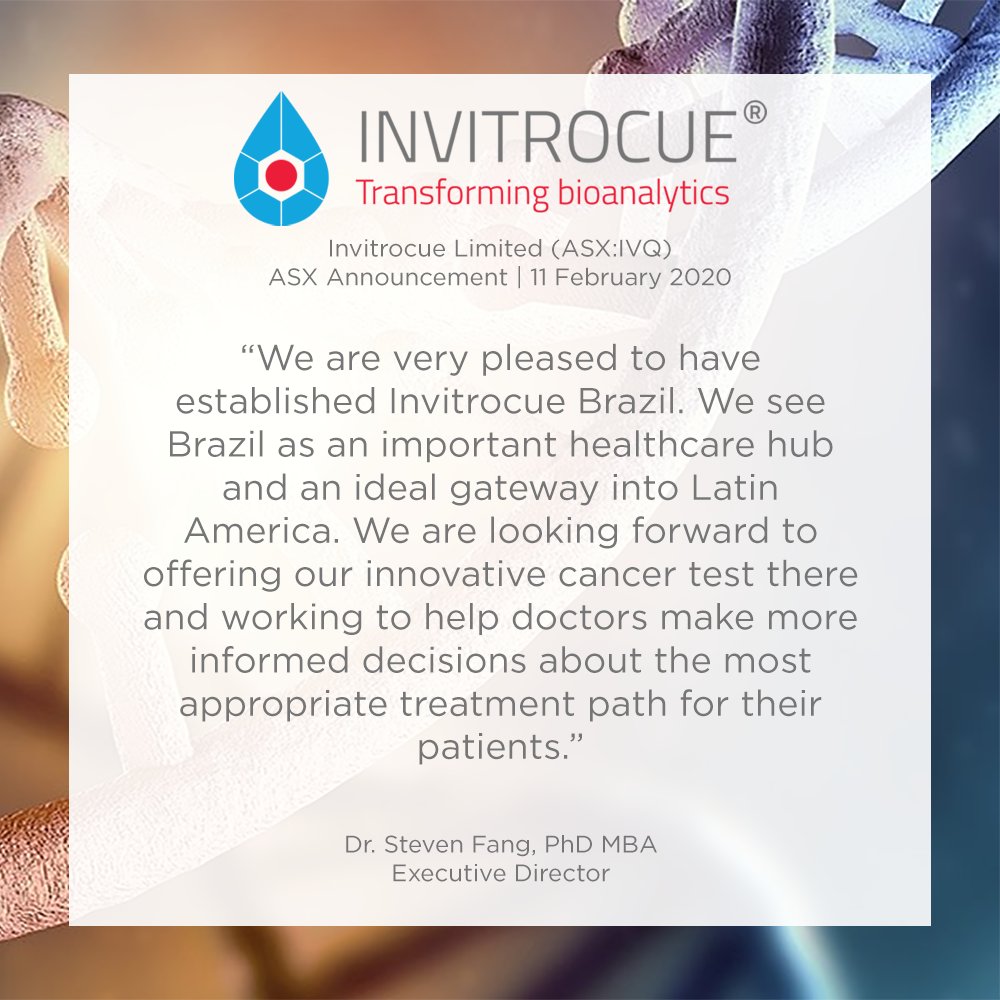 Invitrocue's tweet photo. Invitrocue to establish Joint Venture in Brazil with commitment to offer thousands of patient tests | Learn more: https://t.co/YbDW7euV6p https://t.co/ju4NwjXKUm