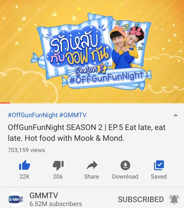 OffgunVariety's tweet photo. #OffGunFunNightSS2EP5 

💚 Update ยอดวิว 💚

17.02.2020  10.00 น.
( 145 วัน 14 ชั่วโมง )

🌶️YT : https://t.co/HDo1pfwHrL
🔺703,159 views
🔺22K like
🔺5 subtitles

🌶️LINETV : https://t.co/tKfQMY8xQv
🔺145,172 views
🔺689 like

#OffGunFunNight https://t.co/V1wFnfEFCS