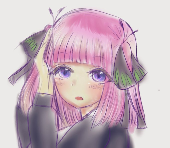 原稿ぱかコさんがTwitterに投稿した中野二乃(五等分の花嫁)のイラスト。