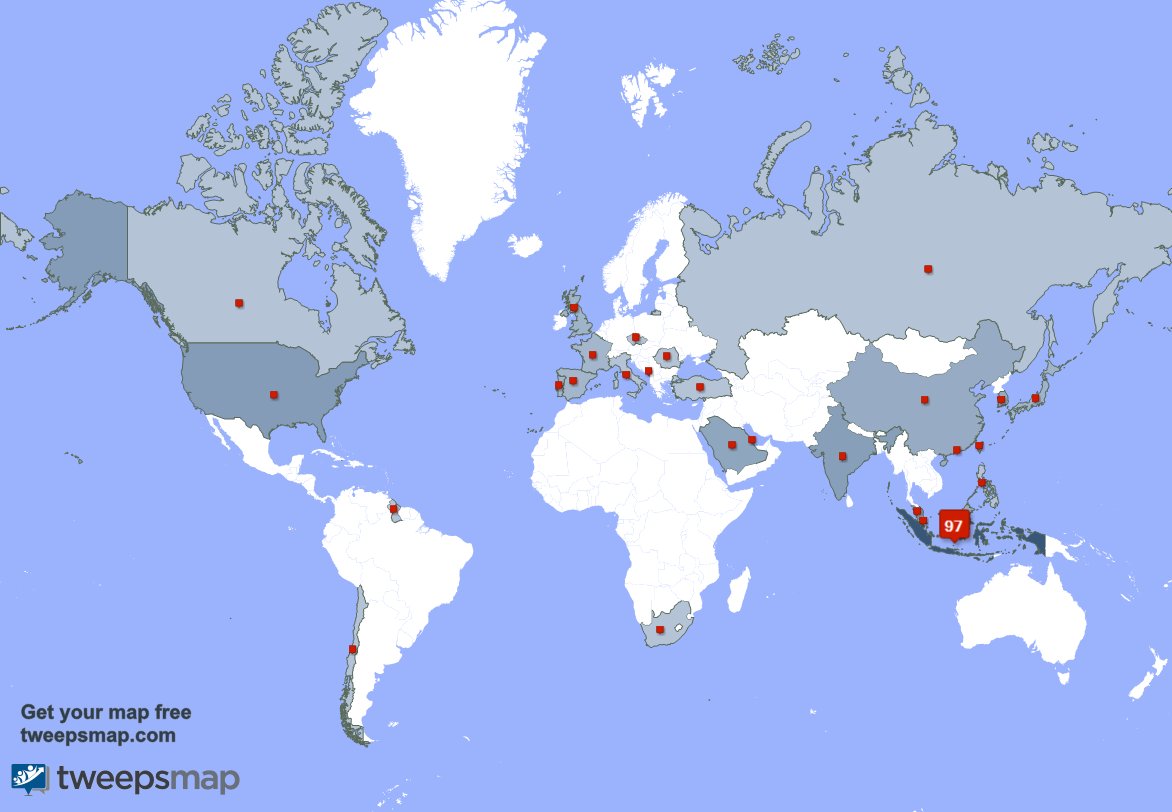 I have 2 new followers from Indonesia last week. See tweepsmap.com/!BrebesSaiki