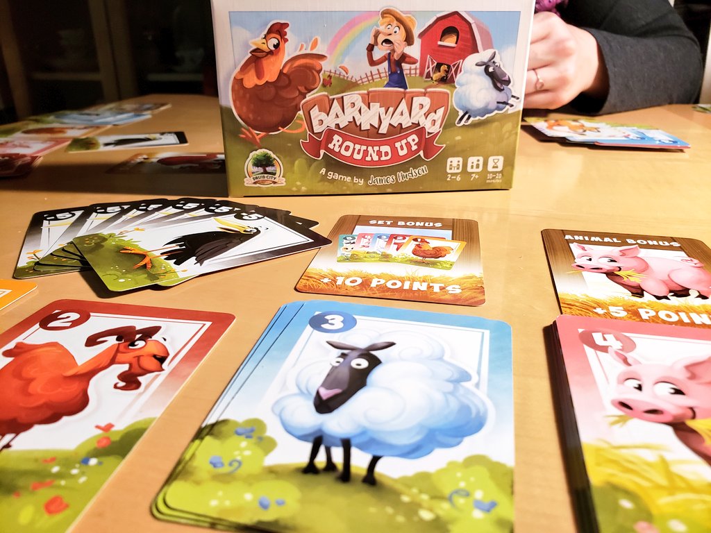 CohortVIIIGames's tweet photo. Great day of gaming today first with my in-laws and later with our 4 year old! Played a mix of old & new: #Lotus, #DiceyGoblins & #TheOneHundredTorii and then finished the night with #BarnyardRoundUp. Did anyone else get anything played today? #boardgames #tabletop #familyfun https://t.co/B1U2pG2Dkb