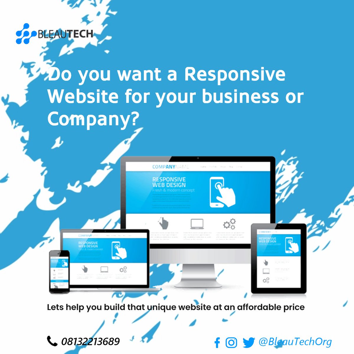 bleautech_erp's tweet photo. Do you want a Responsive website for your Company? Bleautech company is the ANSWER to your problem. Let's help you build that unique website @ an affordable price. Call 08132213689
Or visit our office at : plot F29 Area B New Owerri (opposite sun city hotels) Owerri, IMO State. https://t.co/R1YeEld0Vp
