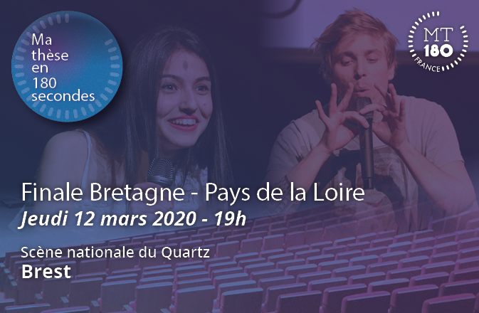 [#MT180 la suite]
Venez encourager les trois gagnants <a href="/UBO_UnivBrest/">UBO - Univ. Brest</a> <a href="/UBS_universite/">UBS_universite</a> et les 13 autres candidats à la finale Bretagne/Pays de la Loire du concours <a href="/MT180FR/">MT180</a> ! Rendez-vous le jeudi 12 mars à @LeQuartz 
Inscriptions obligatoires : bit.ly/MT180BretagneL…