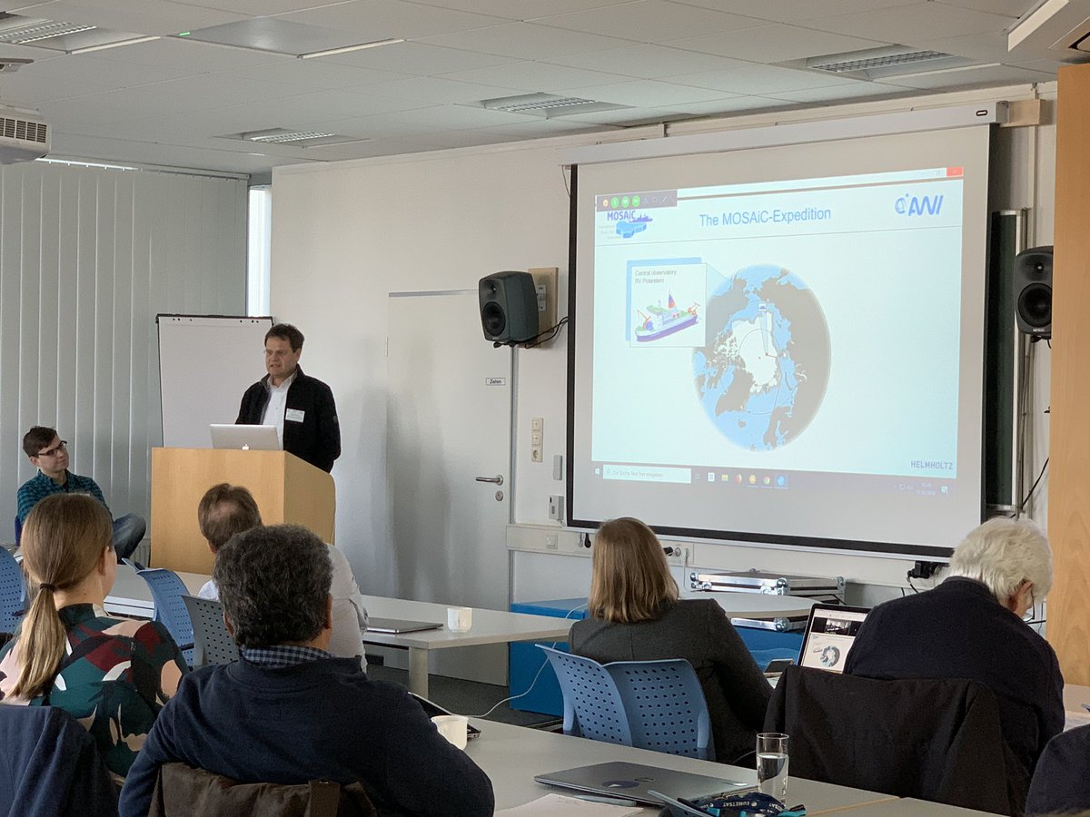polarprediction's tweet image. Markus Rex, #expedition leader of @MOSAiCArctic, is presenting updates and highlights from the 1st Leg of the biggest #Arctic expedition, opening the first round of presentations #YOPPScienceWorkshop