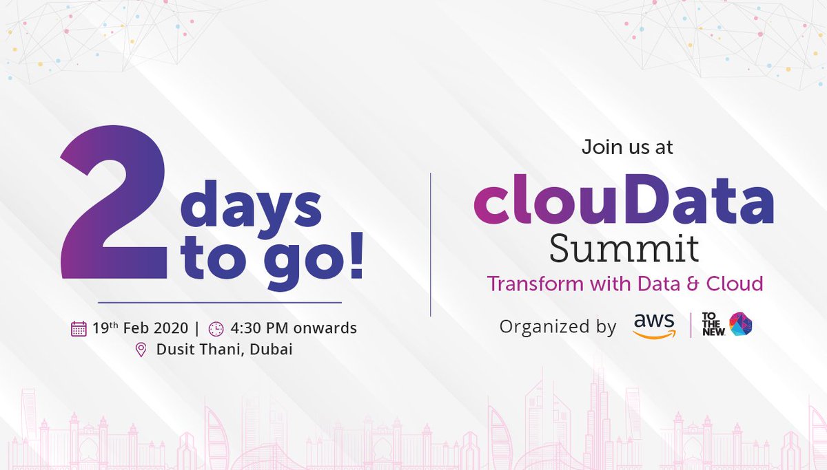 TOTHENEW's tweet image. Our much-awaited clouData Summit, organized by @TOTHENEW, in partnership with @awscloud, is almost here.

Visit cloudata-summit.com to view the summit speaker-lineup &amp;amp; agenda.

Hope to see you there.

Haven&apos;t registered yet? Hurry! Limited slots remaining.
#clouDataSummit2020