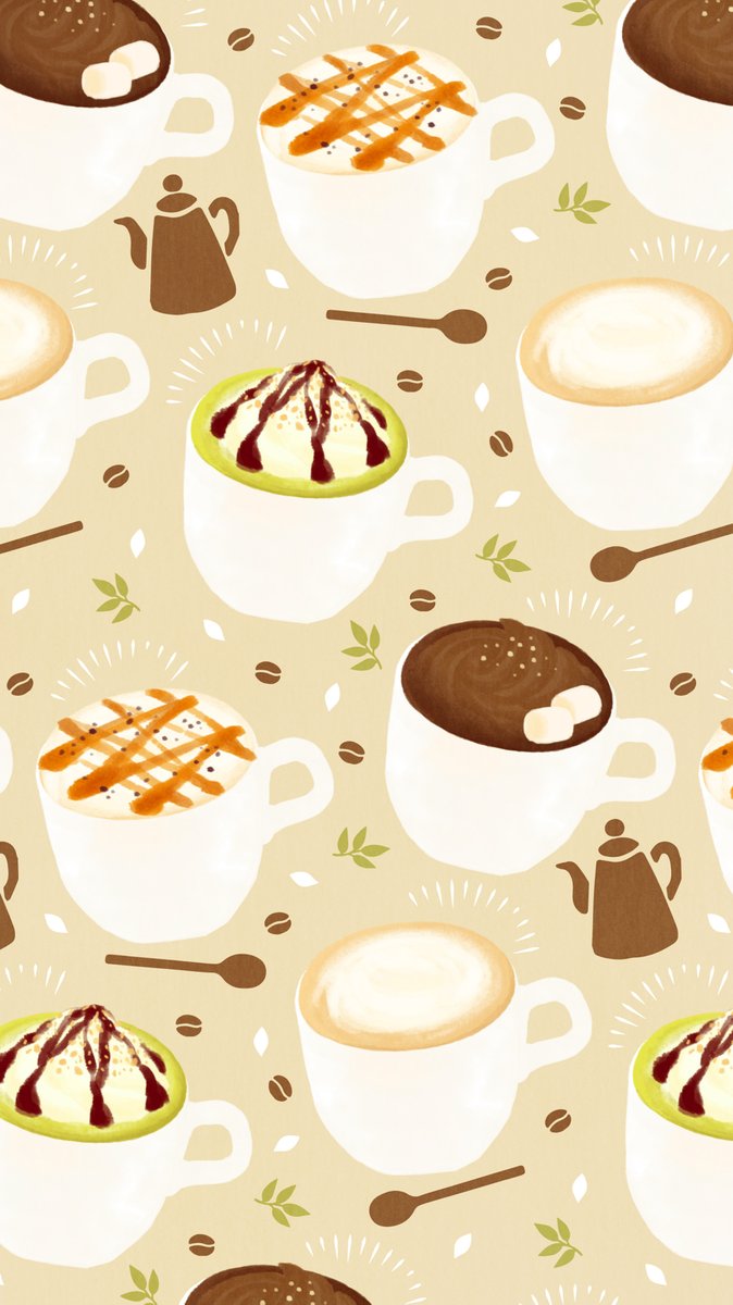 Omiyu お返事遅くなります No Twitter コーヒータイムな壁紙 Illust Illustration 壁紙 イラスト Iphone壁紙 Cafelatte カフェラテ コーヒー Coffee カフェモカ キャラメルマキアート 抹茶ラテ