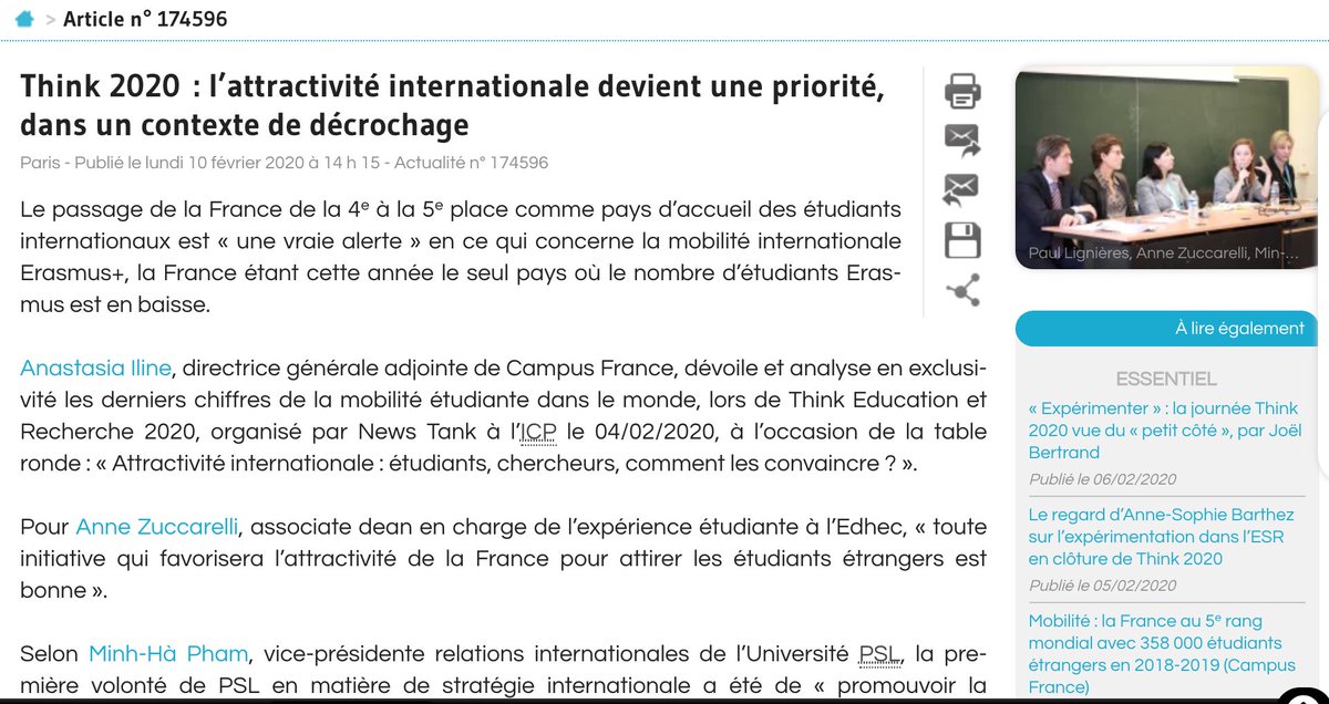 NewsTankEduc's tweet photo. L'attractivité de la France  vis-à-vis des étudiants étrangers dans @LesEchos ce matin. Une étude @CampusFrance qui avait été dévoilée lors de #thinkedu20 lors d'un débat qui a fait l'objet d'un compte-rendu détaillé que vous pouvez retrouver ici >>> https://t.co/E4bfi0q3mx https://t.co/cMwEWtXRlv