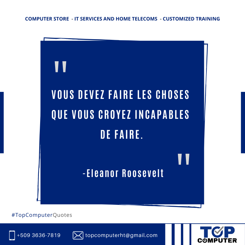 topcomputerht's tweet photo. “Vous devez faire les choses que vous croyez incapables de faire.”
~ Eleanor Rosevelt
Bon Lundi et Bonne Semaine !
.
——————————
.
#topcomputerhaiti https://t.co/kqD8REwBO7