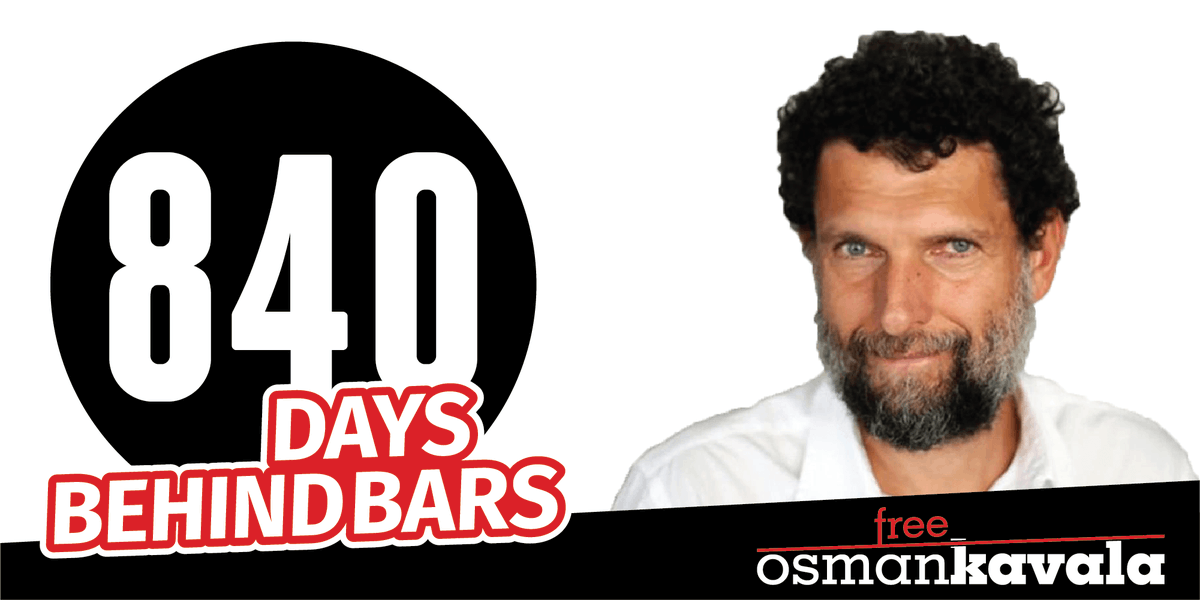 FreeOsmanKavala's tweet photo. It has been 840 days BEHIND BARS!

Today we will be in the courthouse of Silivri for the #Gezi Trial at 10 am.

#FreeOsmanKavala
#DearOsmanKavala https://t.co/b5LBroqlpD
