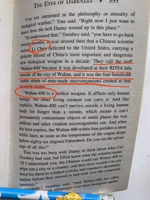 natesh_dr's tweet photo. This WhatsApp forward is friggin cold!

"Author Dean Koontz had eerily predicted the coronavirus outbreak in his 1981 thriller 'The Eyes of Darkness.' The coincidence between the book's virus and the actual coronavirus outbreak is uncanny." https://t.co/hKQHtcUH17

#Coronavirius https://t.co/4UM6nh70HI