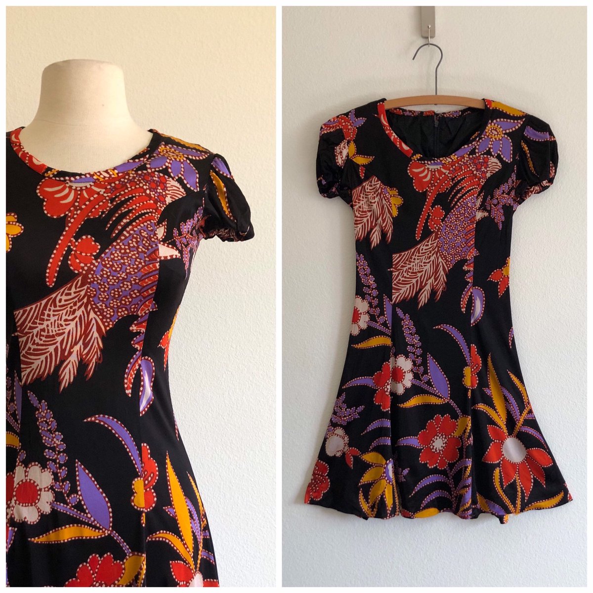 #newlisting #etsy vintage 1960s psychedelic floral mini dress | 60s mod ethnic print | batik hippie talon zipper etsy.me/2Hu5OxR