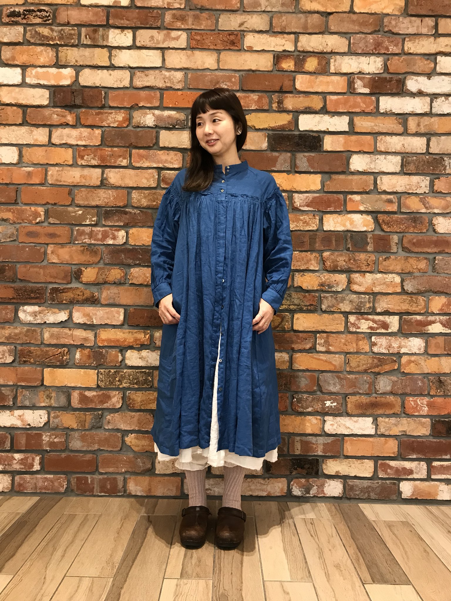 ネストローブ リネングレンチェックガーゼブラウス nest Robe◇22SS